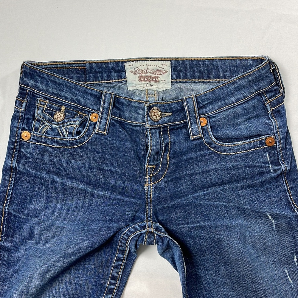 Big Star Liv Distressed Jeans Size 28 hemmed to 31” length